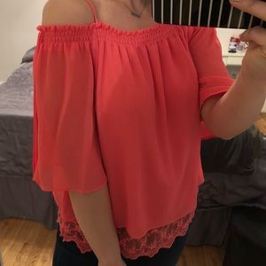 Coral Off the Shoulder Top